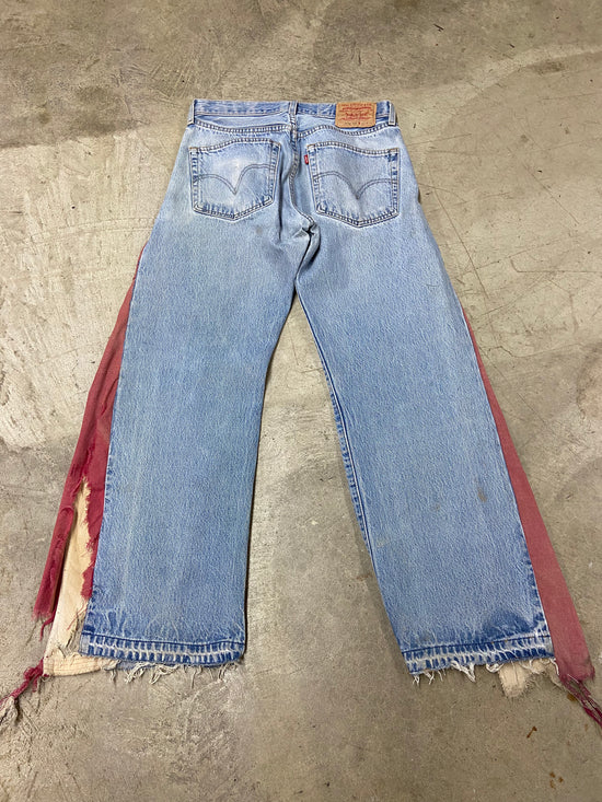 Pocket Nails Reworked American Flag Flare Jeans Sz 32x30