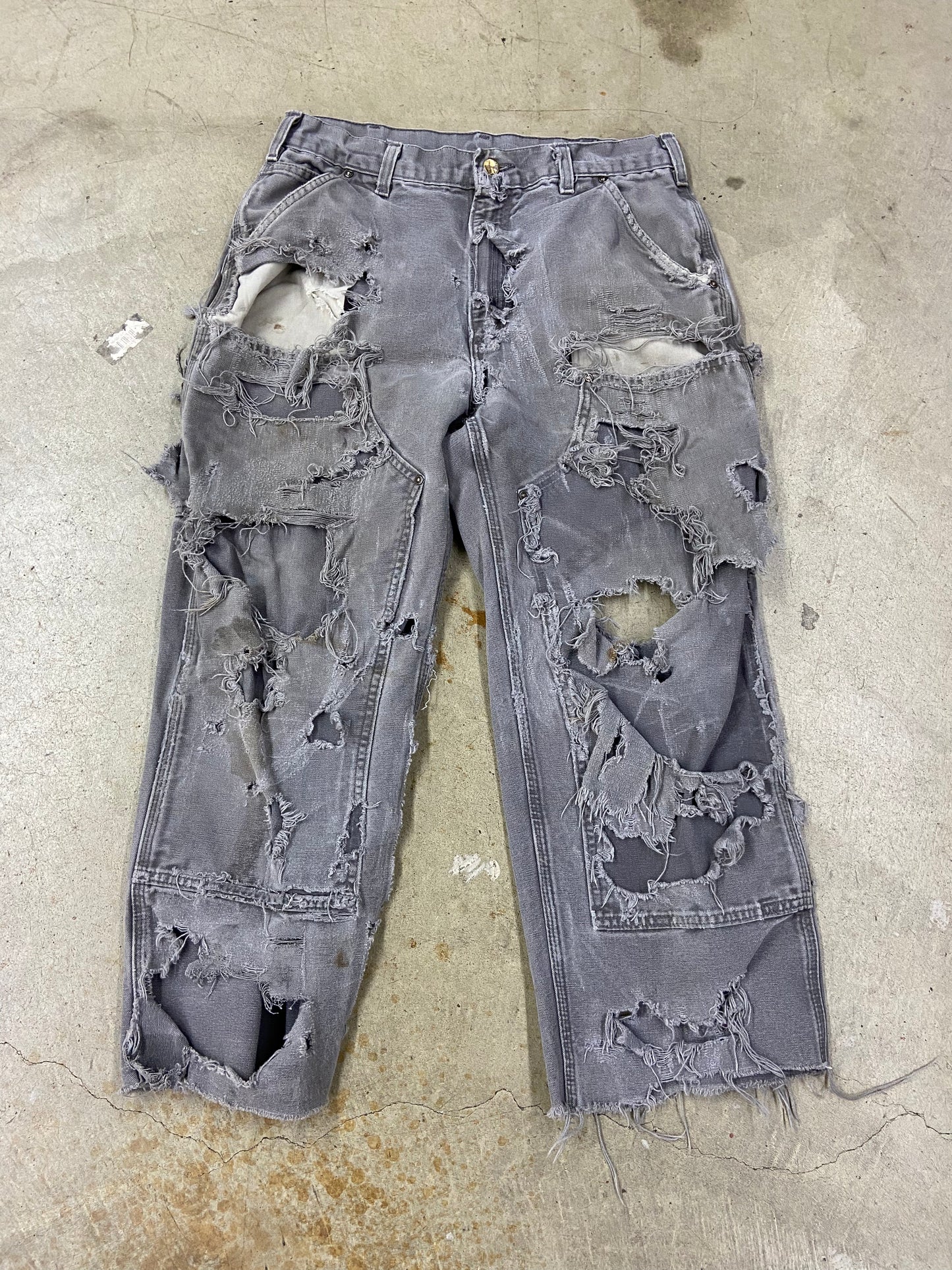 Pocket Nails Grey Distressed Carpenter Pants Sz 32x25