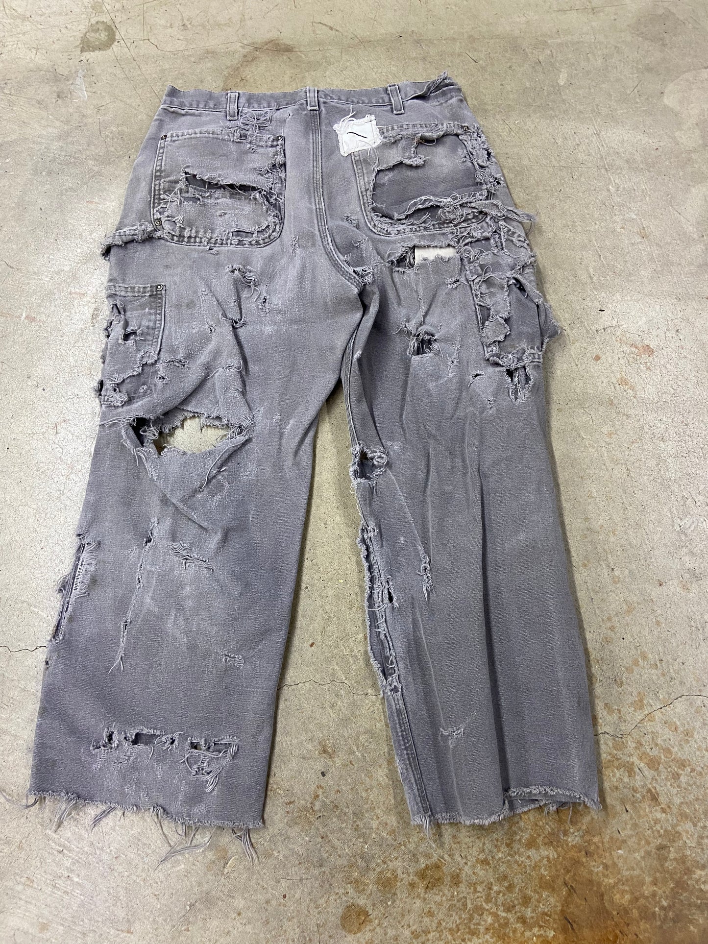 Pocket Nails Grey Distressed Carpenter Pants Sz 32x25