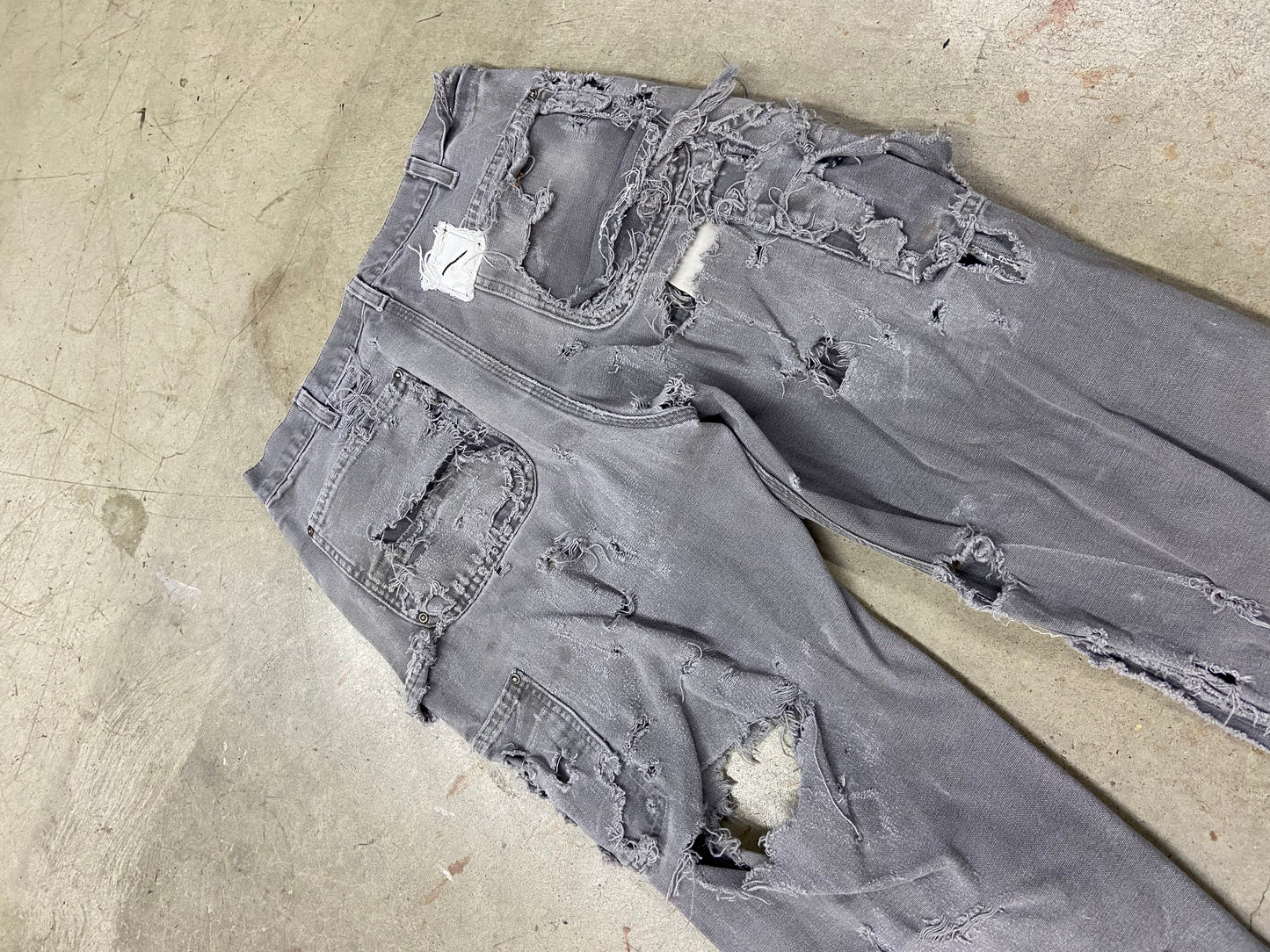 Pocket Nails Grey Distressed Carpenter Pants Sz 32x25