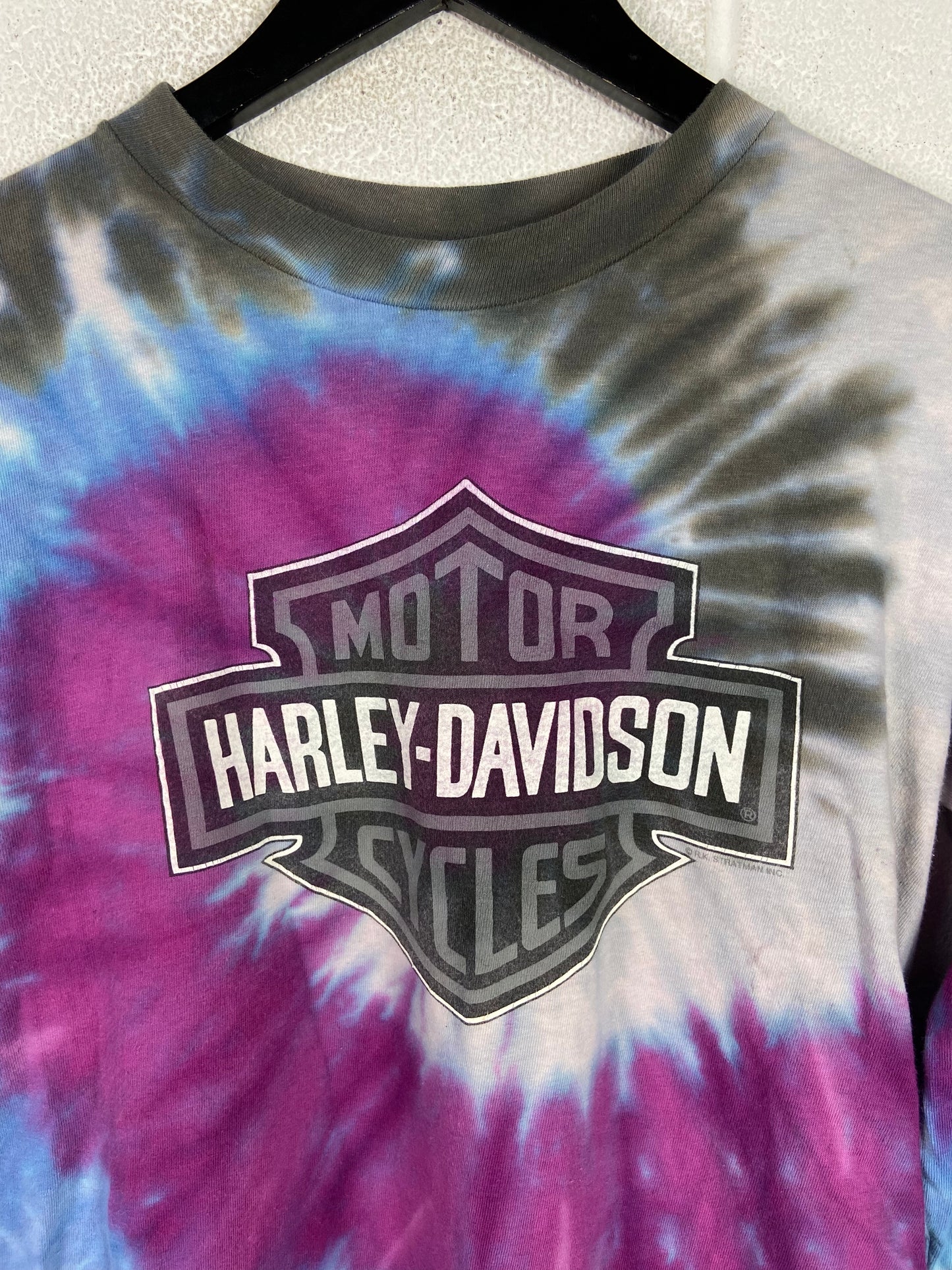 VTG Wmn's Harley Davidson Tie Dye Oak Lawn L/S Shirt Sz M