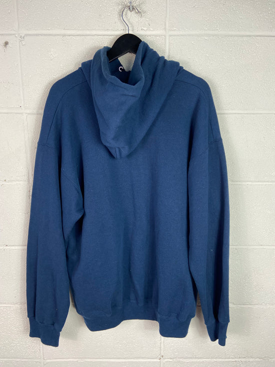 VTG Navy Blue Blank hooded Sweatshirt Sz XL