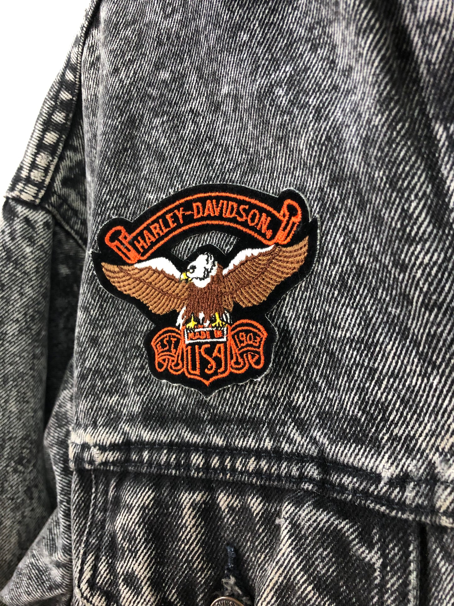 Vtg Levis Harley Davidson Patch Denim Jacket Sz M