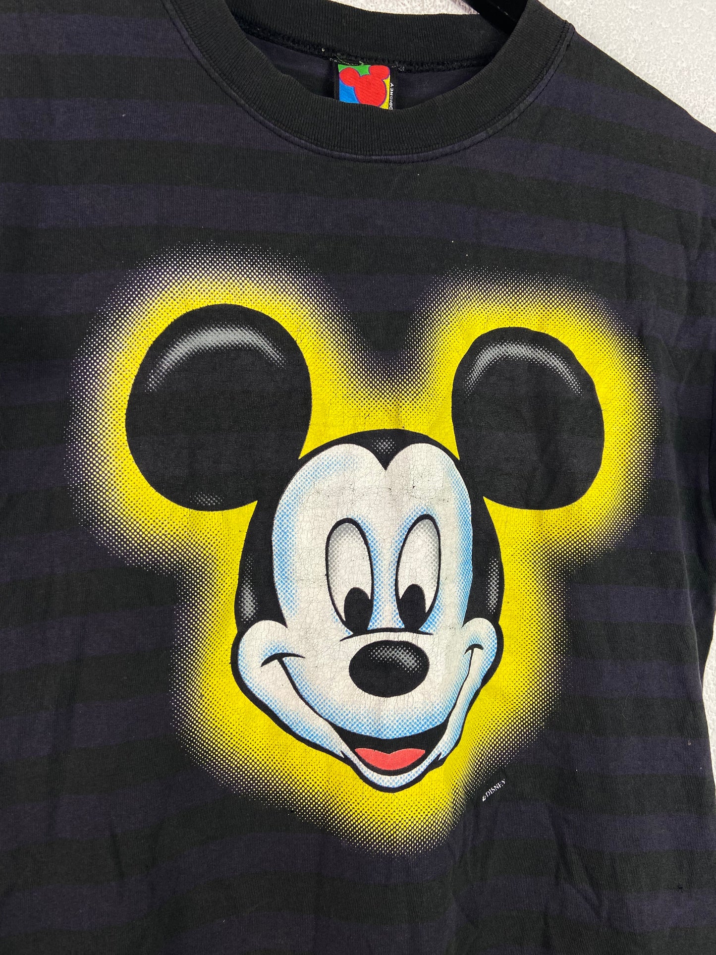 Vintage Mickey Mouse Purple Stripe Tee Sz M