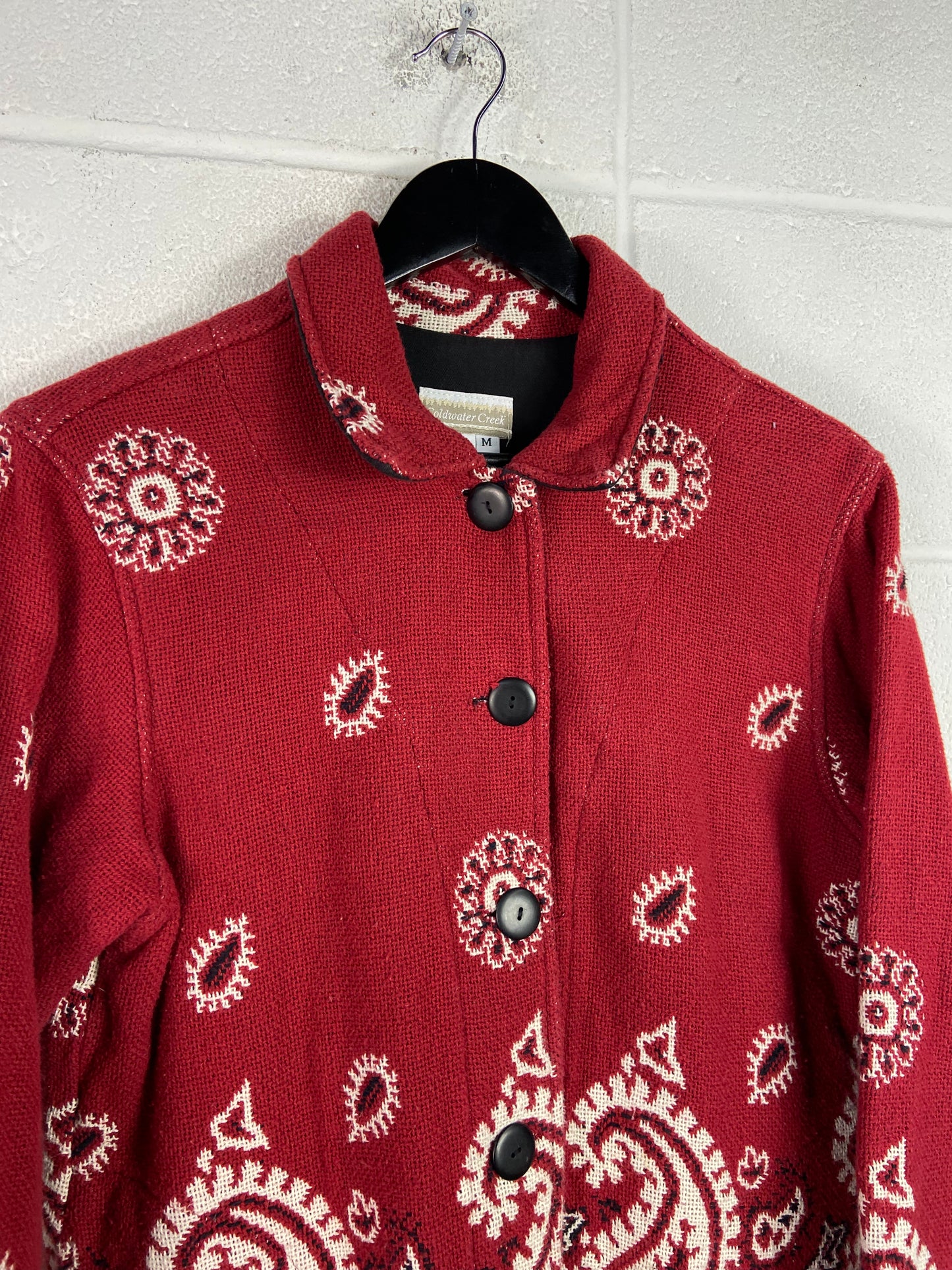 VTG Paisley Red Button Up Jacket Sz Wmns M