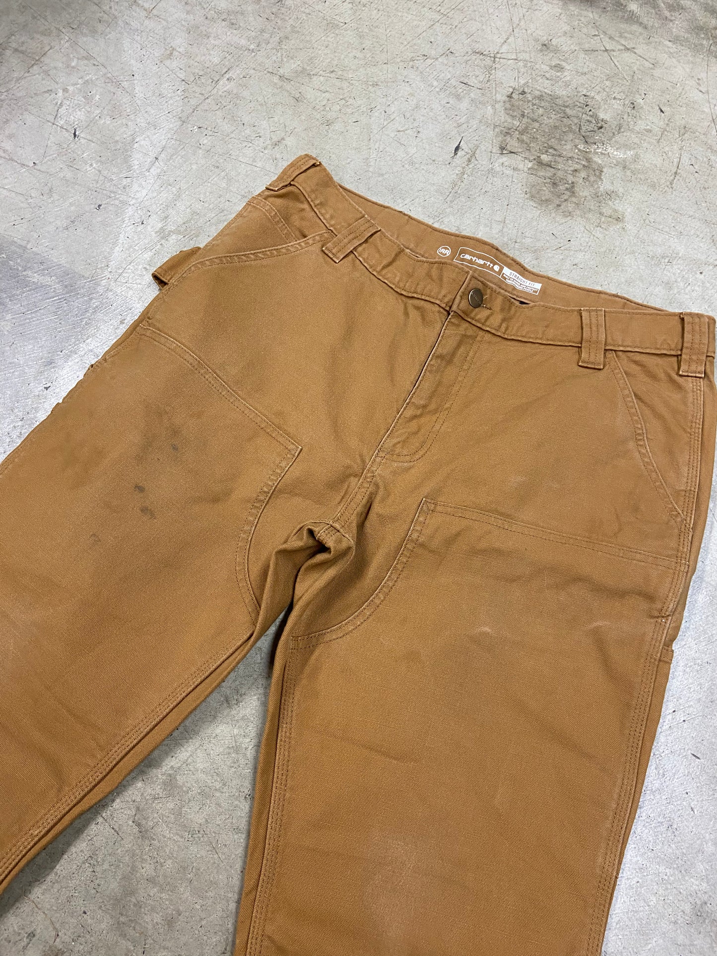 Carhartt Straight Fit Brown Double Knee Pants Sz 38x30