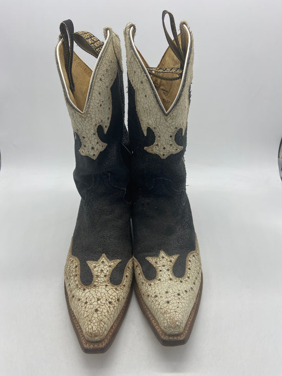 VTG Justin B & W Cowboy Boots Sz 9.5M/11W