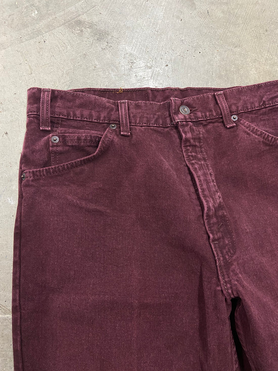 VTG Levi's 550 Burgundy Orange Tab Tapered Jeans Sz 34x30