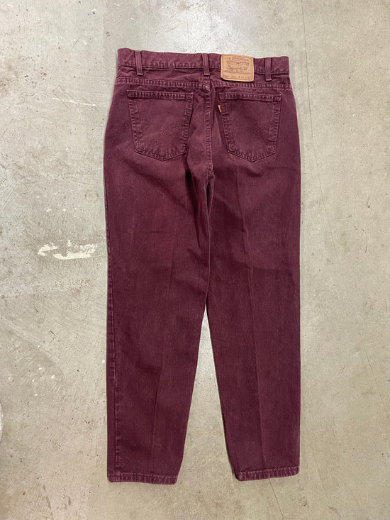 VTG Levi's 550 Burgundy Orange Tab Tapered Jeans Sz 34x30