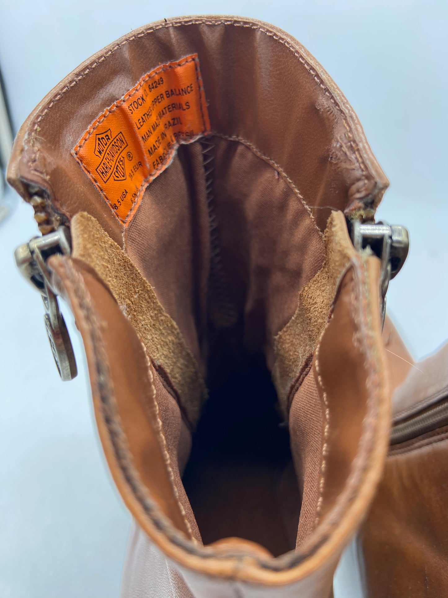 Harley Davidson Dual Zip Brown Mini Boots Sz W 8.5