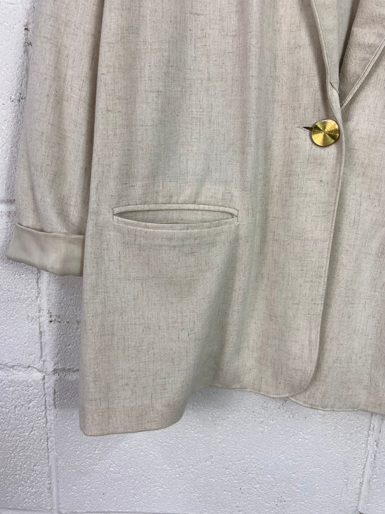 VTG Cream Linen Blazer Sz L