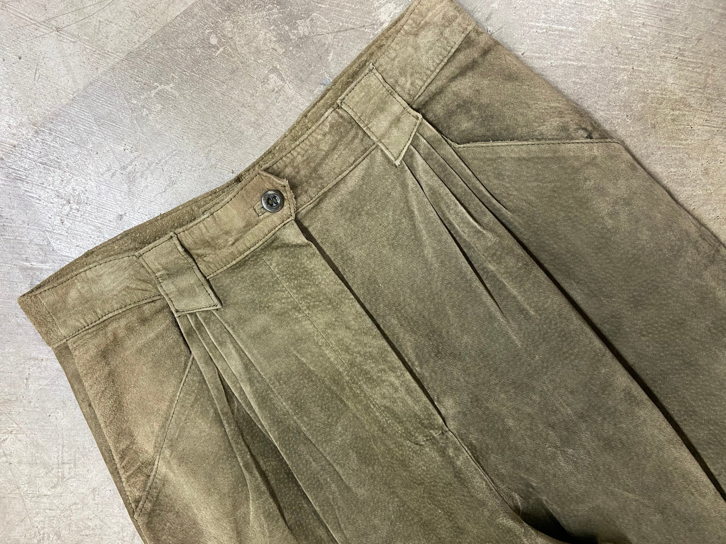 VTG Green Suede Leather Pants Sz 28x30