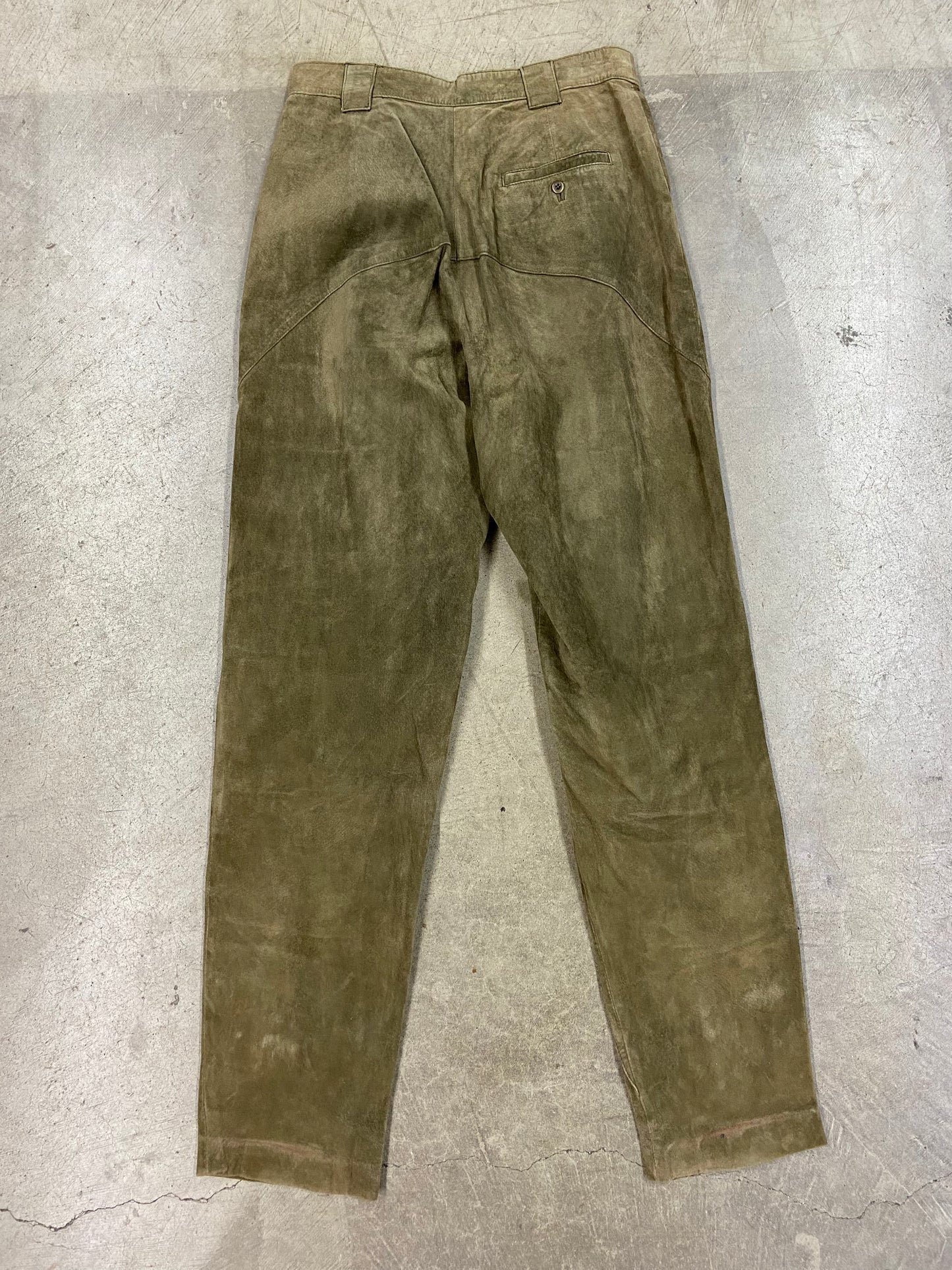 VTG Green Suede Leather Pants Sz 28x30