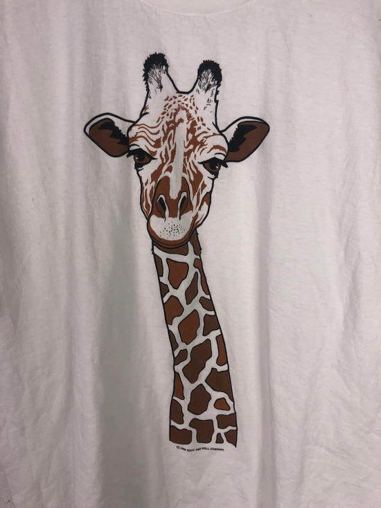 Vtg Giraffe Big Print Tee Sz XL