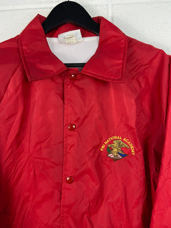 VTG FBI National Academy Red Nylon Jacket Sz L