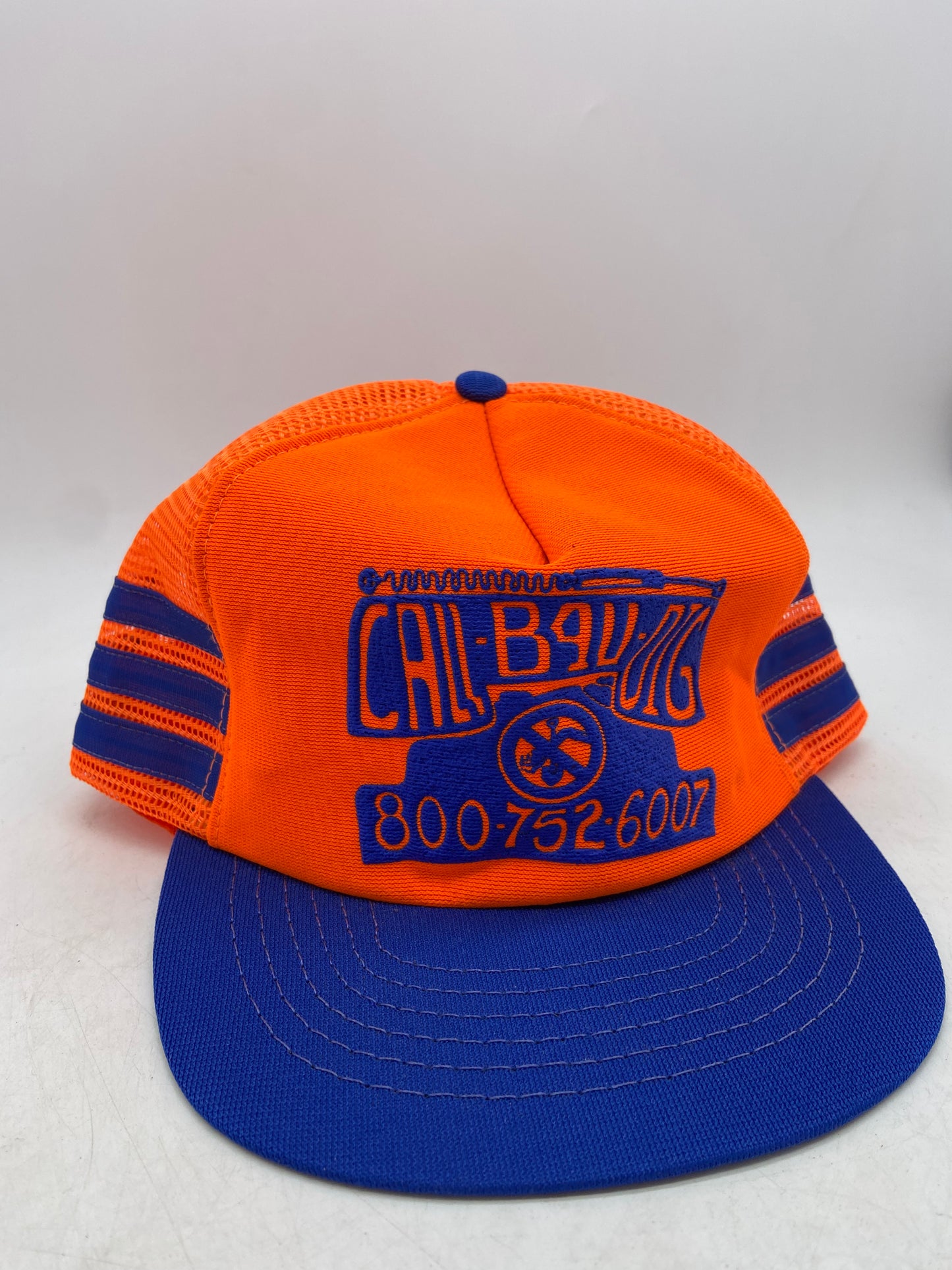 Vintage Call B4U Dig Orange/Blue 3 Stripe Trucker Hat