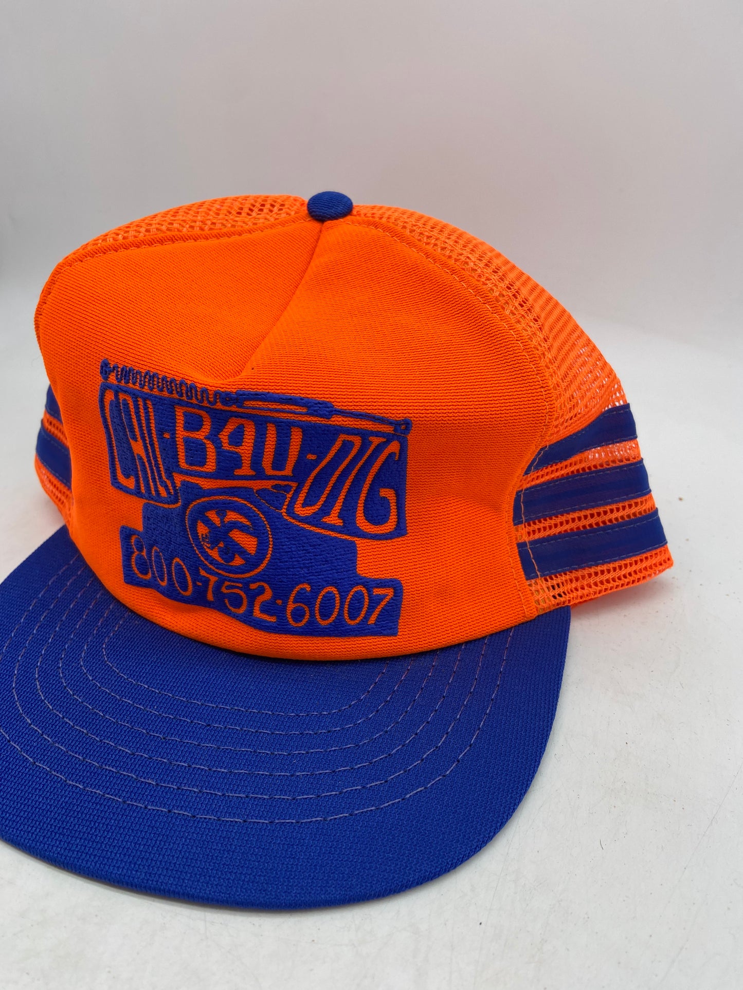 Vintage Call B4U Dig Orange/Blue 3 Stripe Trucker Hat