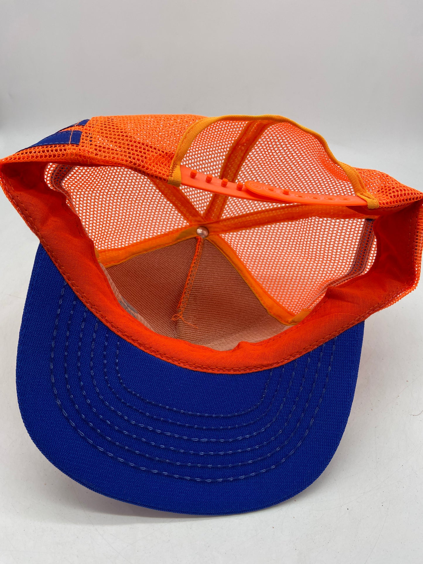 Vintage Call B4U Dig Orange/Blue 3 Stripe Trucker Hat