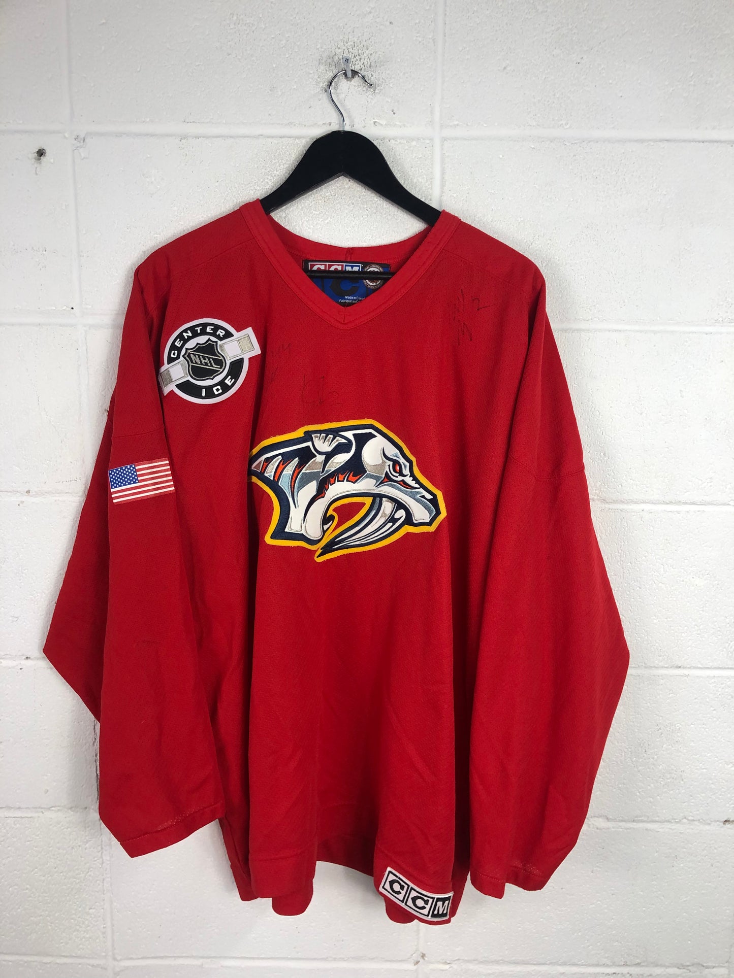 VTG Nashville Predators Red Livsey Practice Hockey Jersey Sz XXL