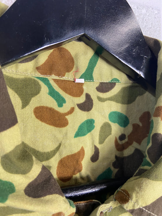 VTG Military Duck Camo Button Up Shirt Sz M