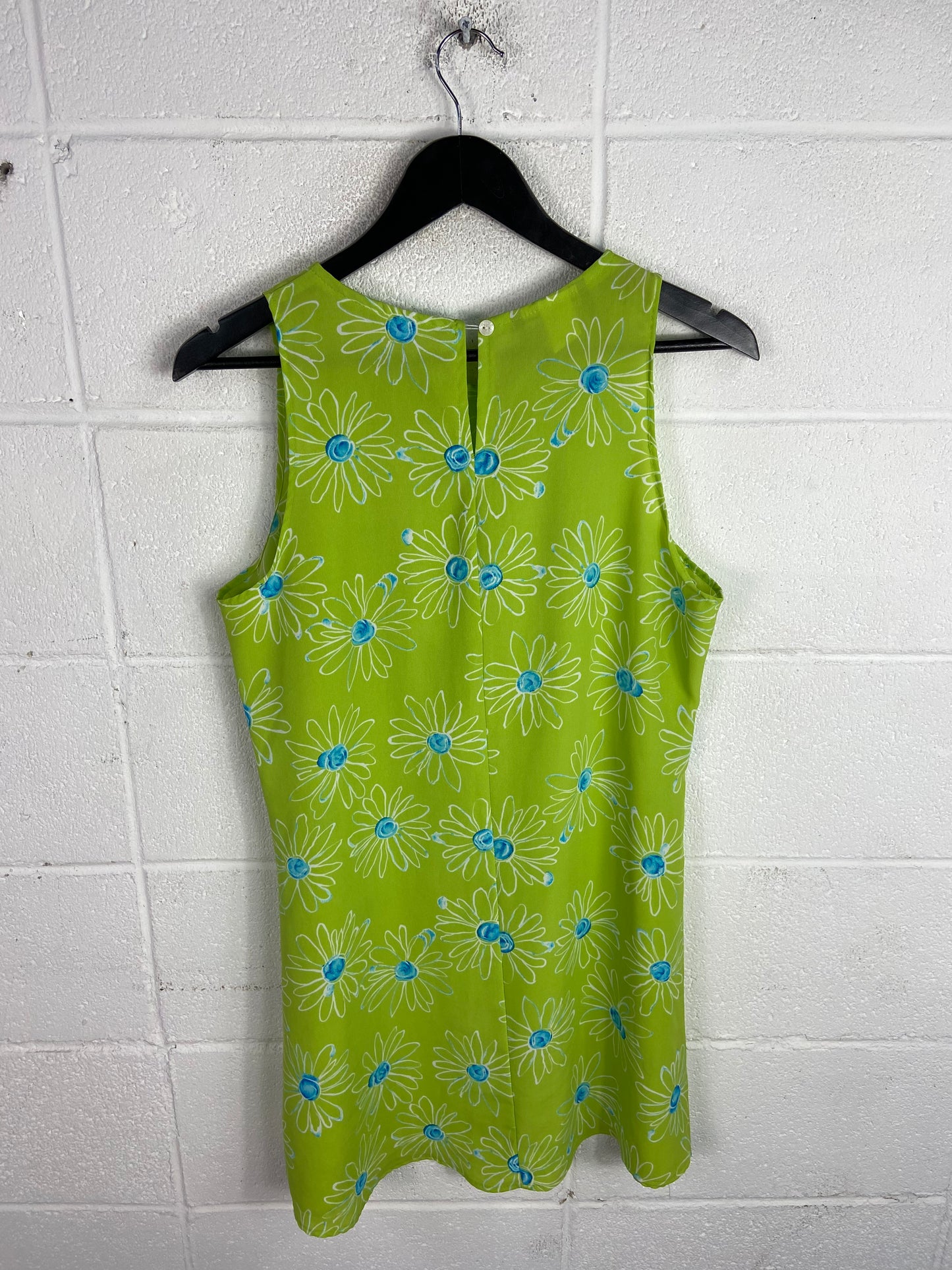 Vtg Park Avenue Green Floral Dress Sz L