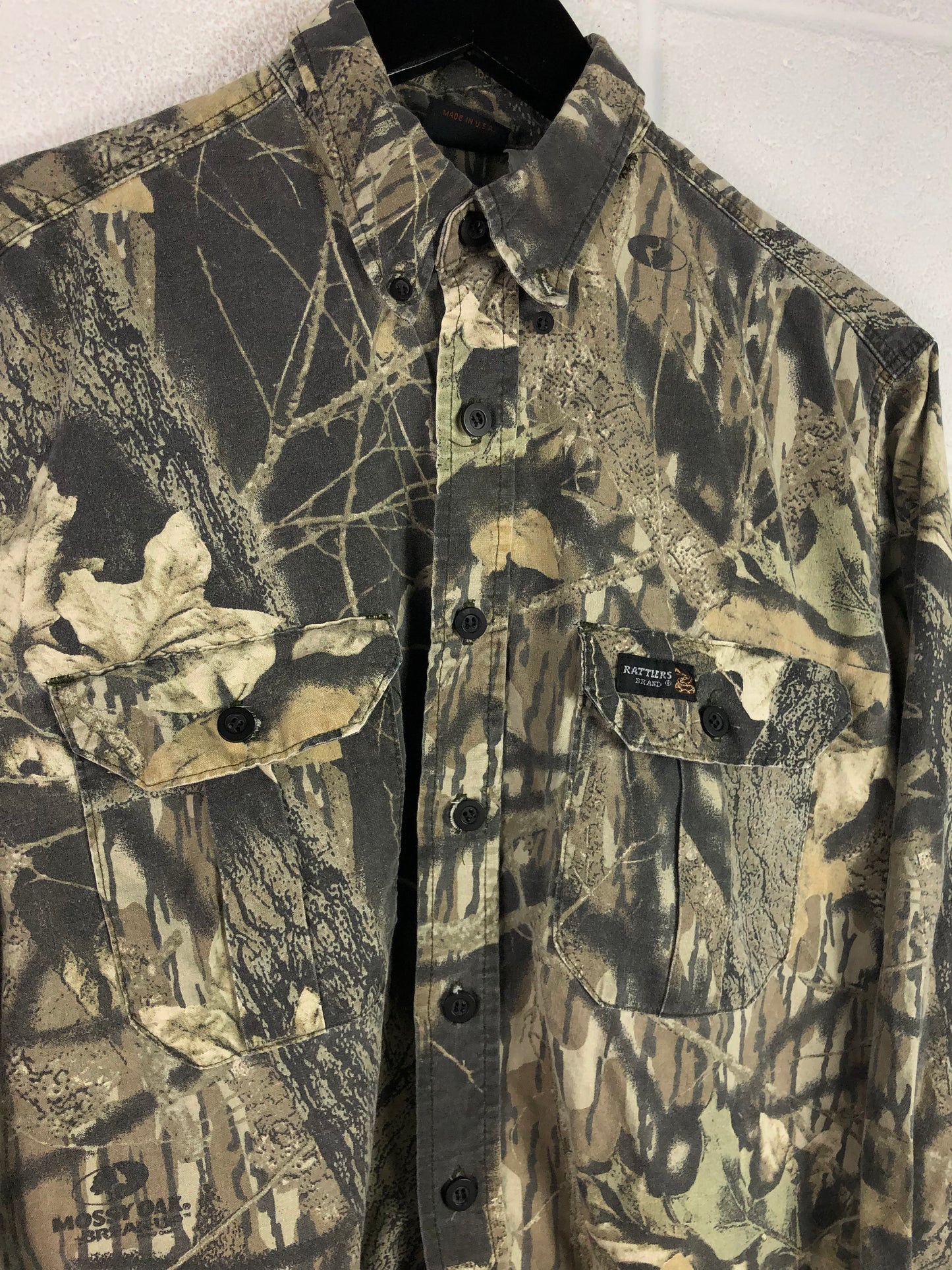 VTG Rattlers Brand Camo Button Up Sz M