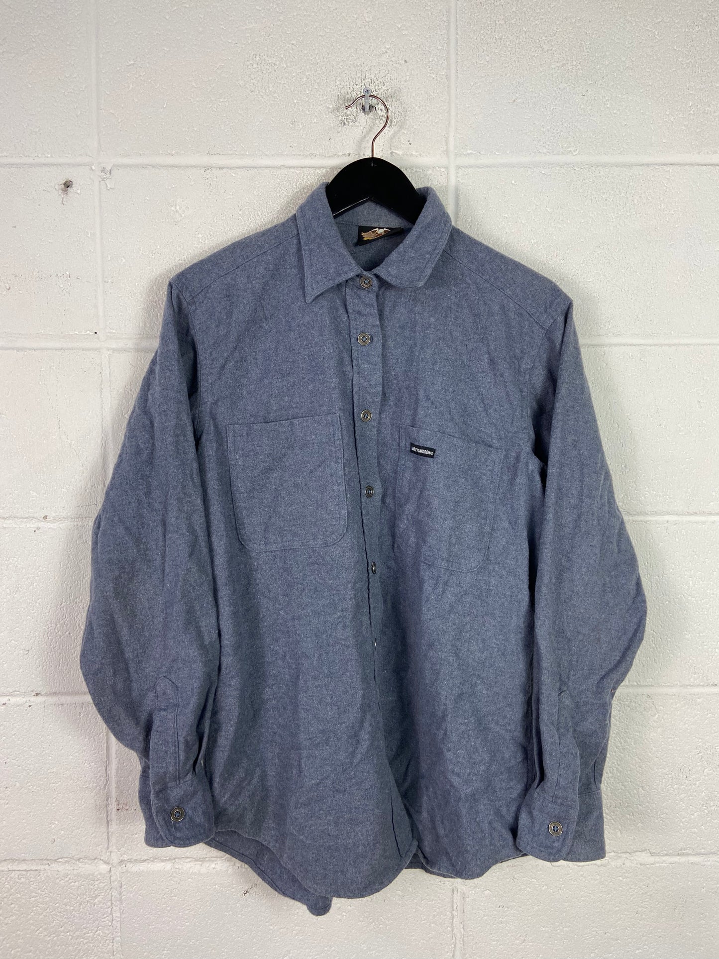 VTG Harley Davidson Blue Button Up Shirt Sz M