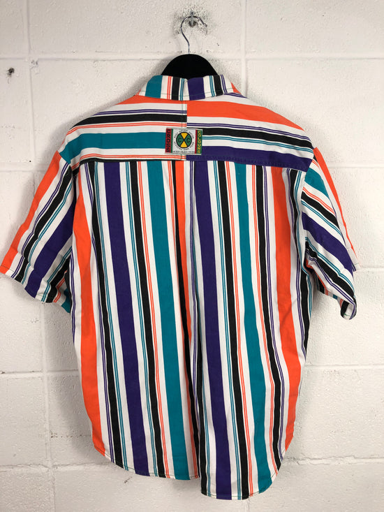 VTG Cross Colors Multi Color S/S Button Up Sz M