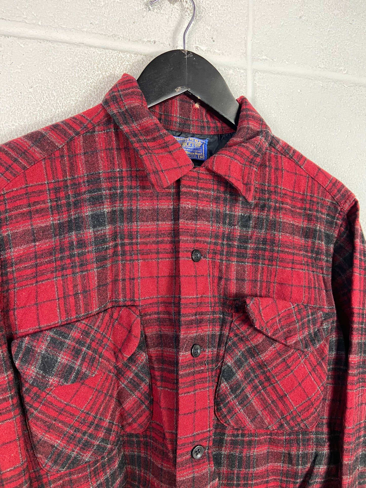 VTG Pendleton 80's Red Wool Flannel Sz M