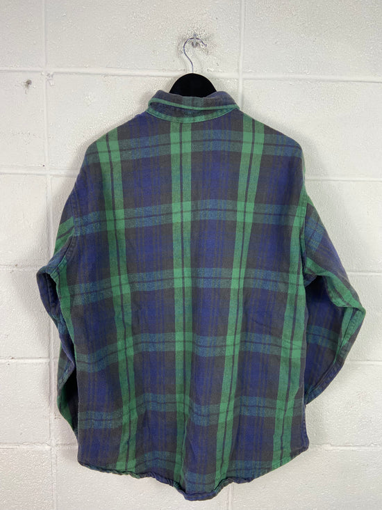 VTG Big Mac Blue/Green Faded Flannel Shirt Sz XL