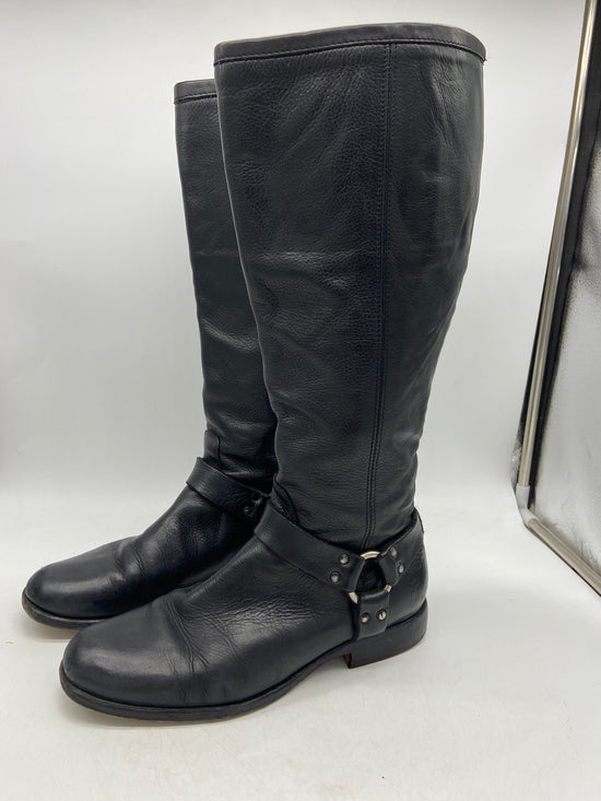 VTG Frye Harness Black Leather Zip Up Boots Sz 10W/8.5M