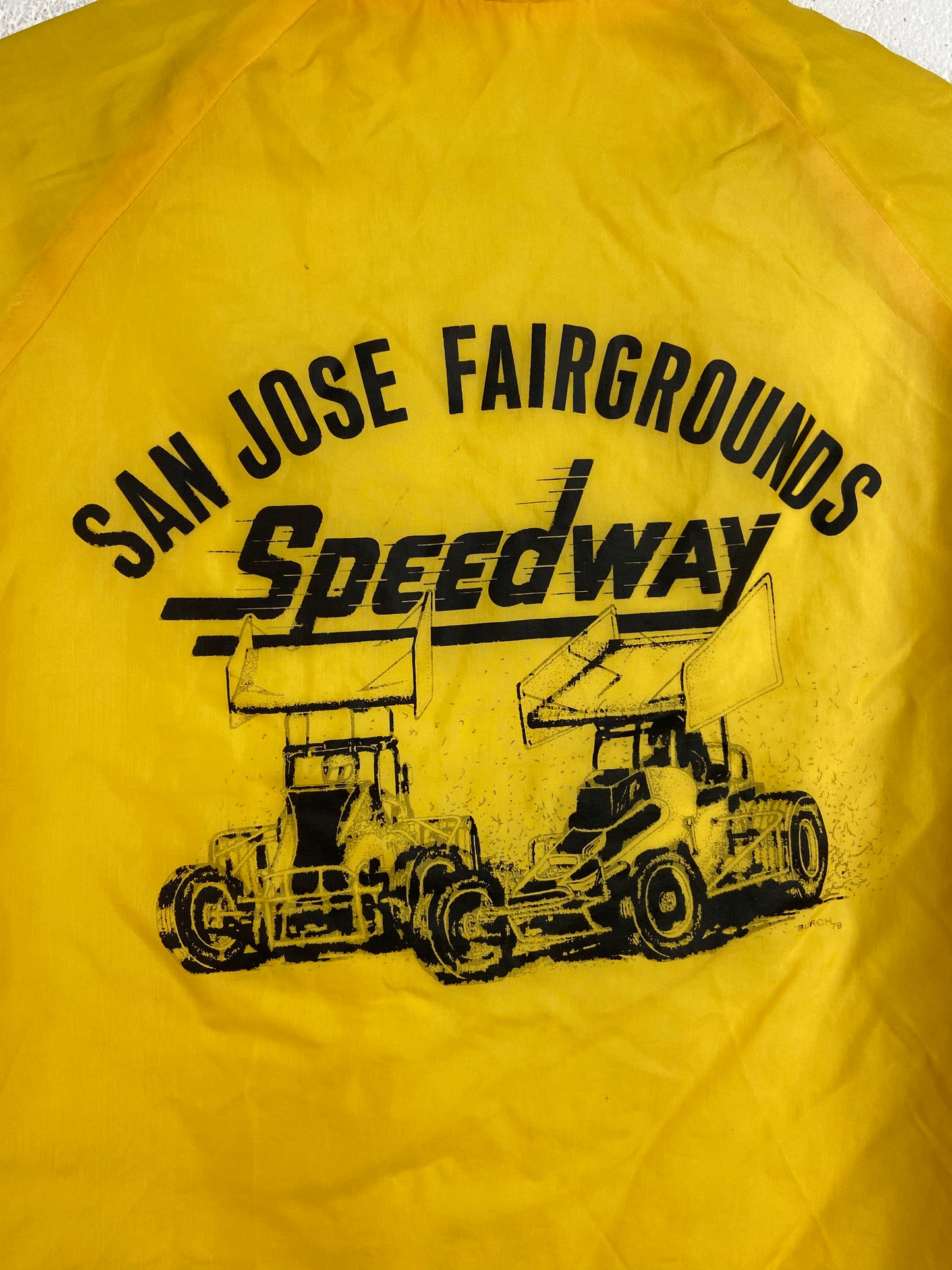 VTG San Jose Fairgrounds Speedway Yellow Coach Jacket Sz M/L