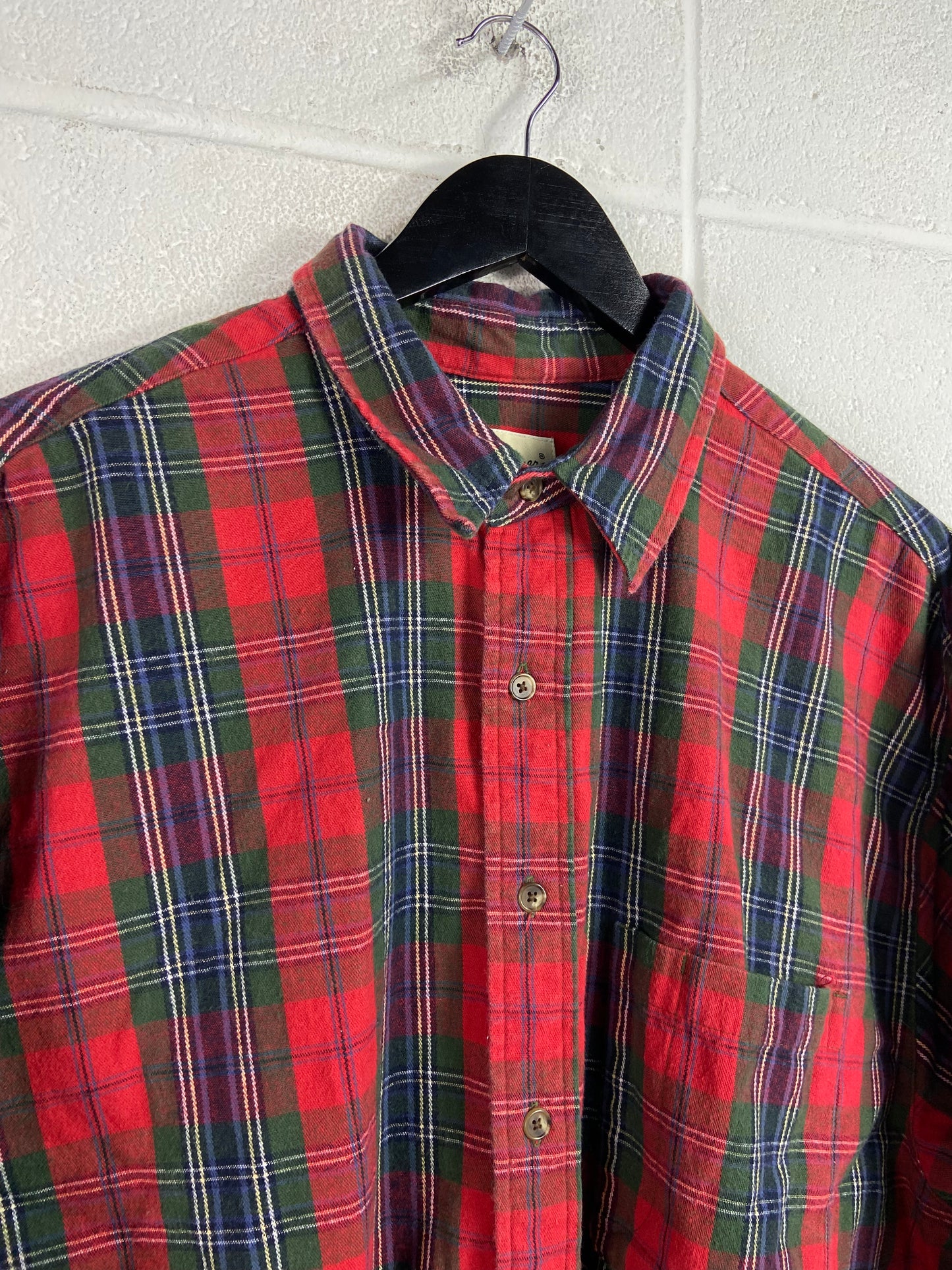 VTG Eddie Bauer Cropped Plaid Button Up Shirt Sz XXL