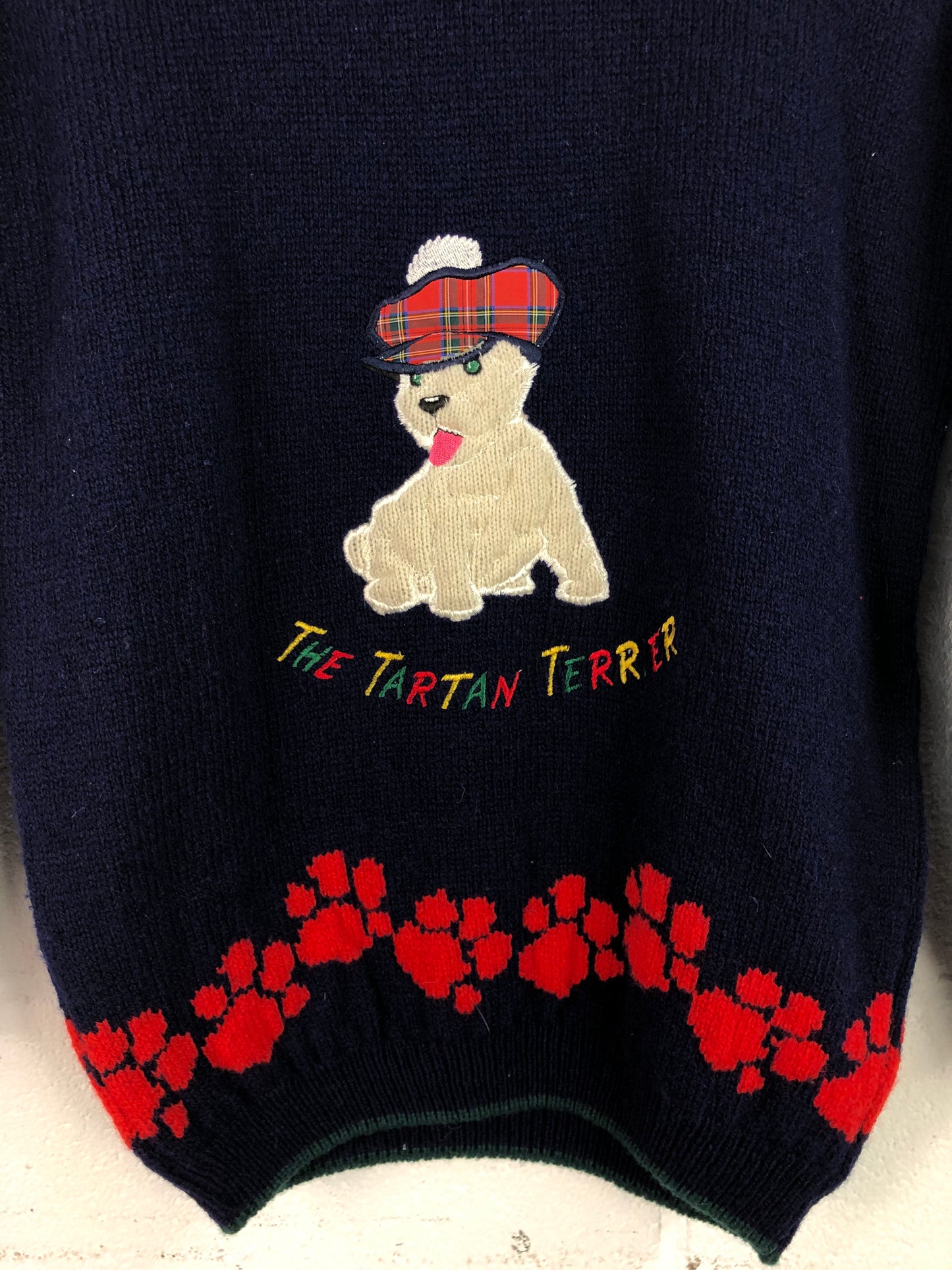 VTG Tartan Terrier Wool Sweater Sz Wmns M