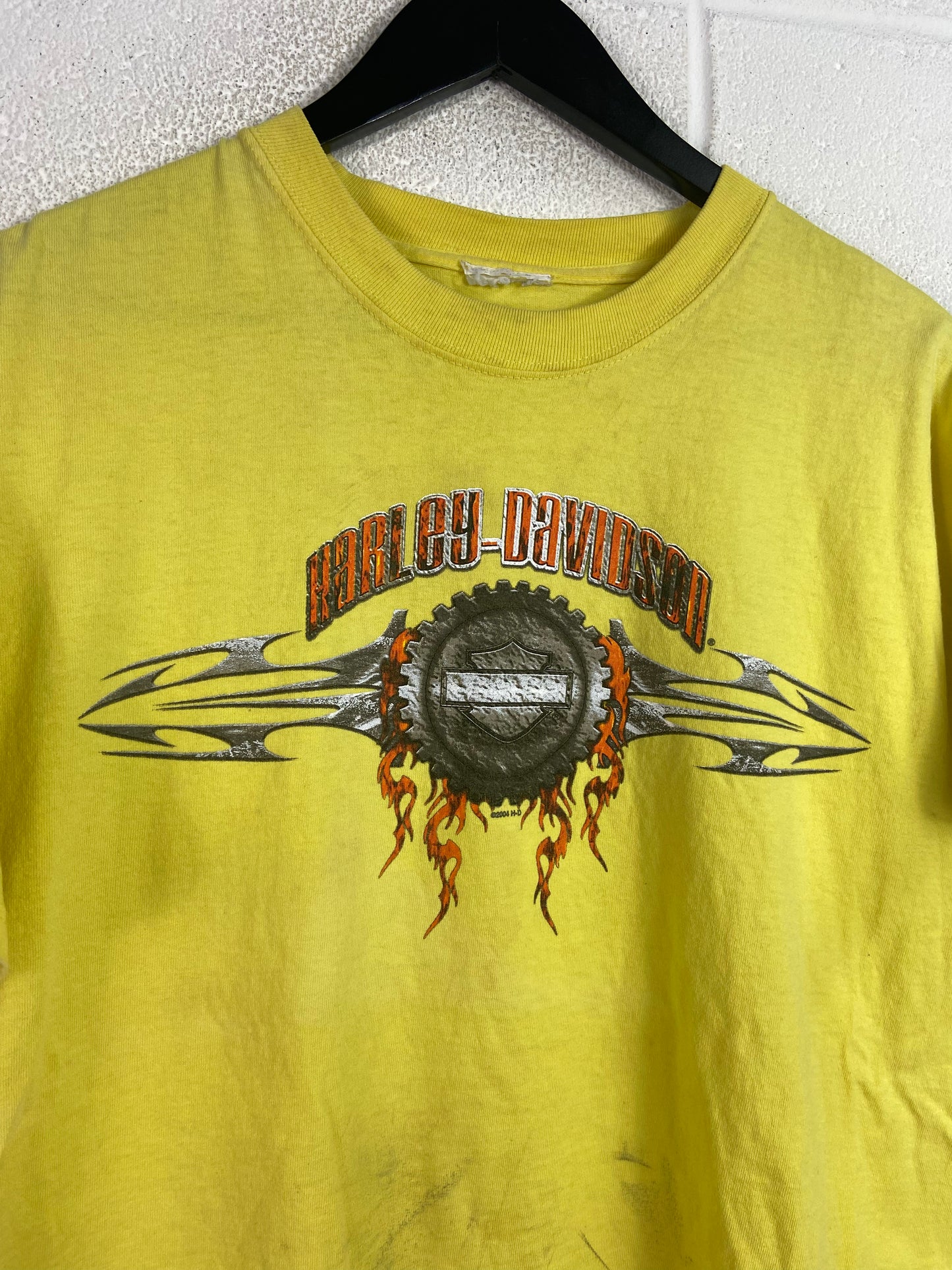 Y2K Harley Davidson Smokey Mountains Yellow Tee Sz L