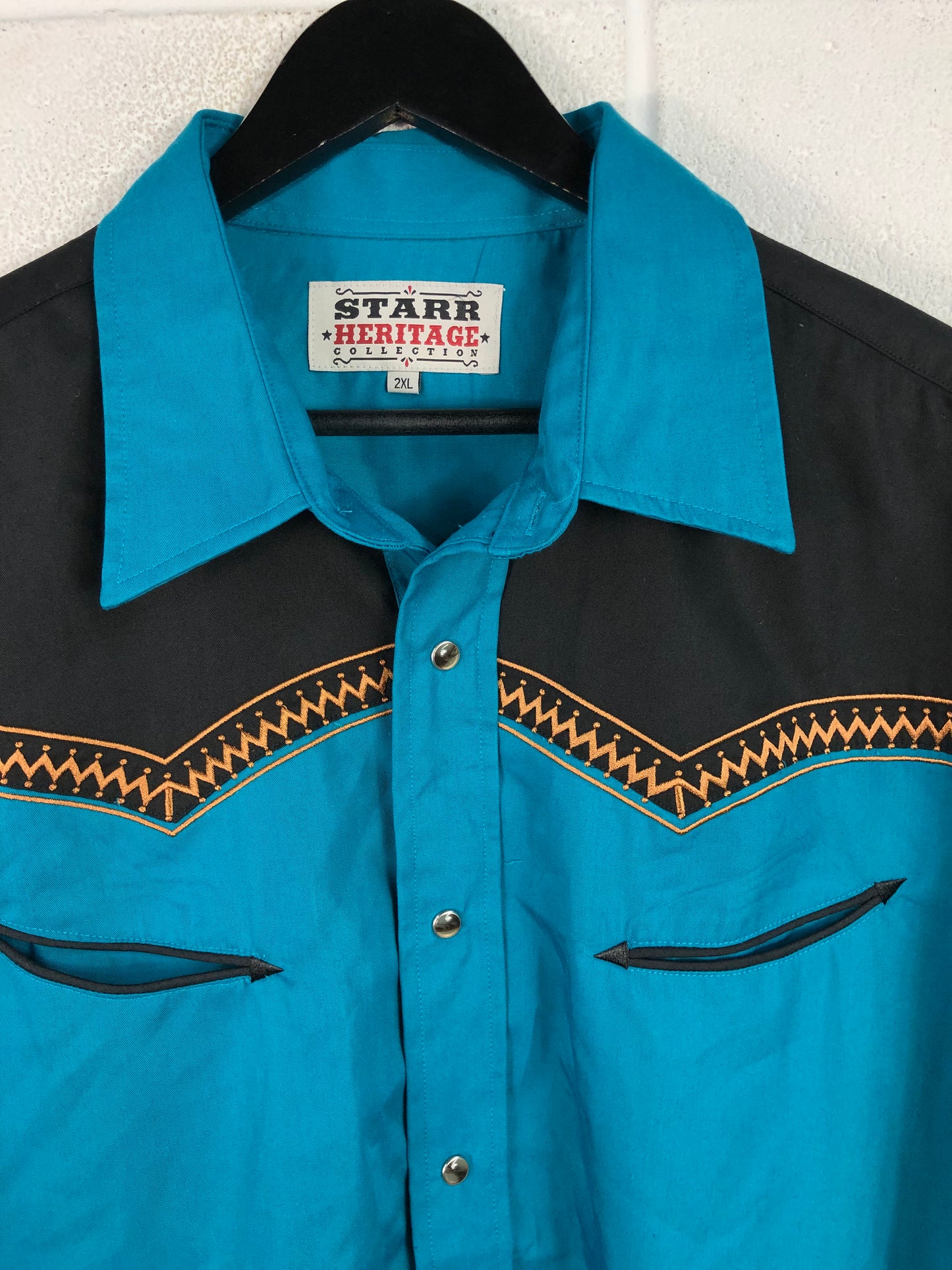 VTG Turquoise Western Pearlsnap Shirt Sz XXL