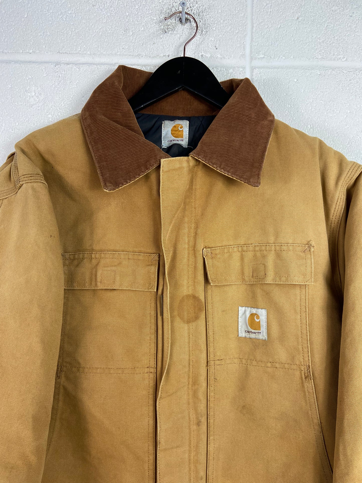 VTG Carhartt Tan Chore Khaki Jacket Sz XL