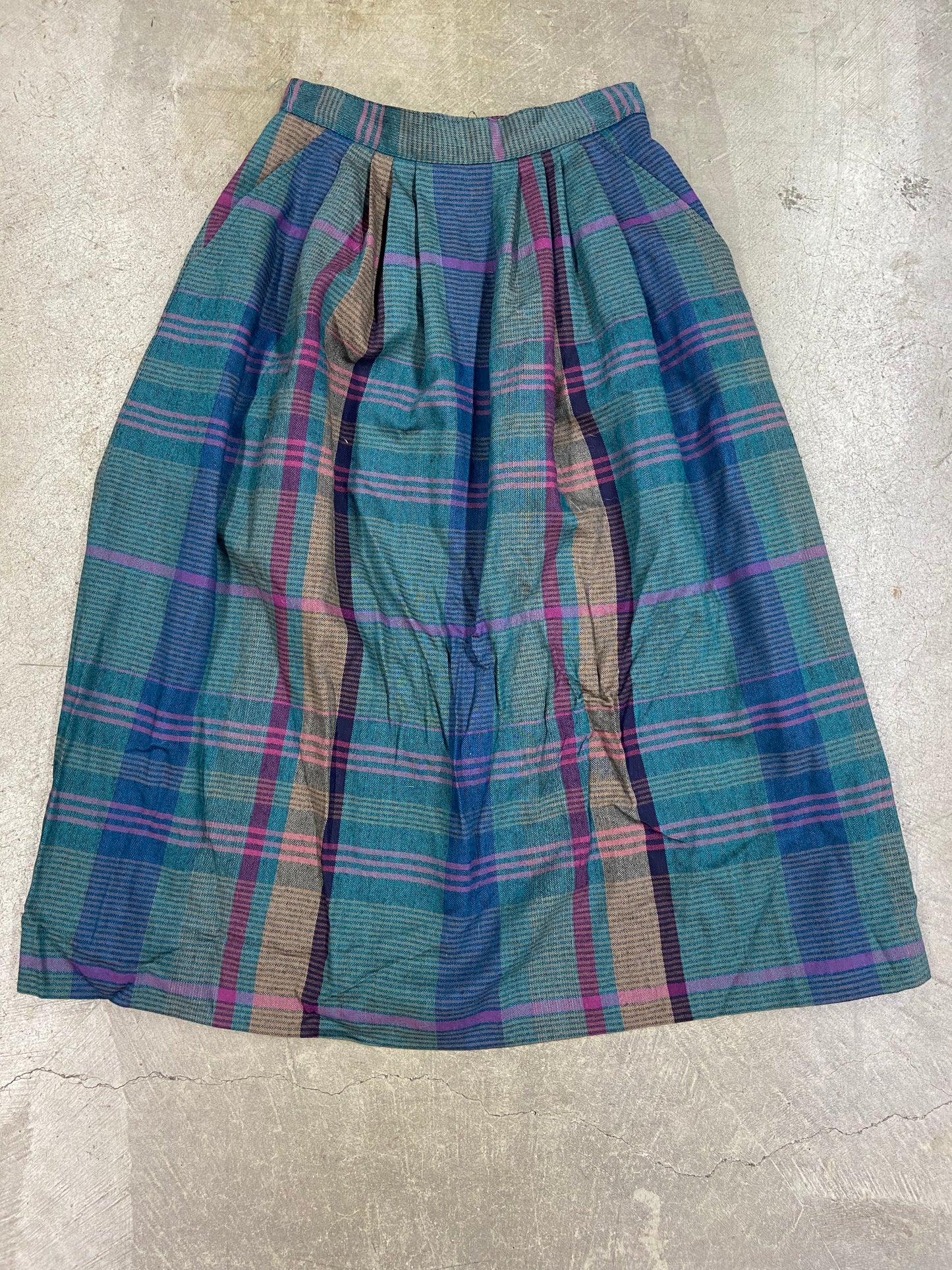 VTG Colorful Plaid Skirt Sz 26