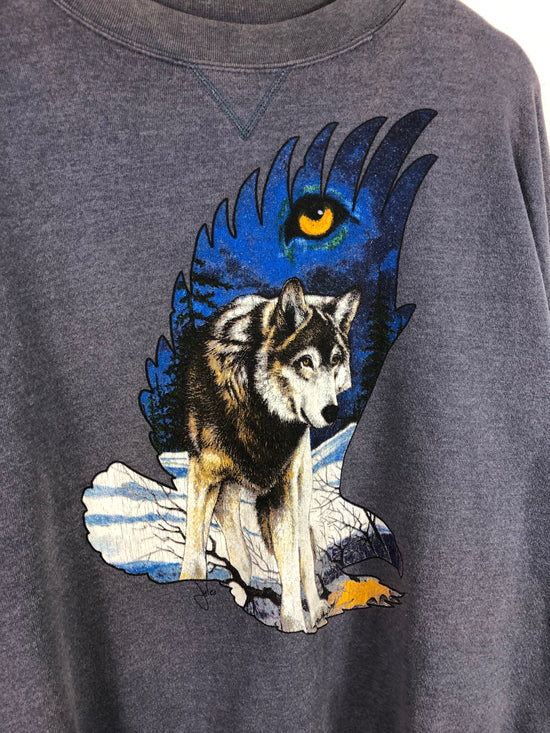 VTG Eagle Wolf Winter Crewneck Sz L/XL