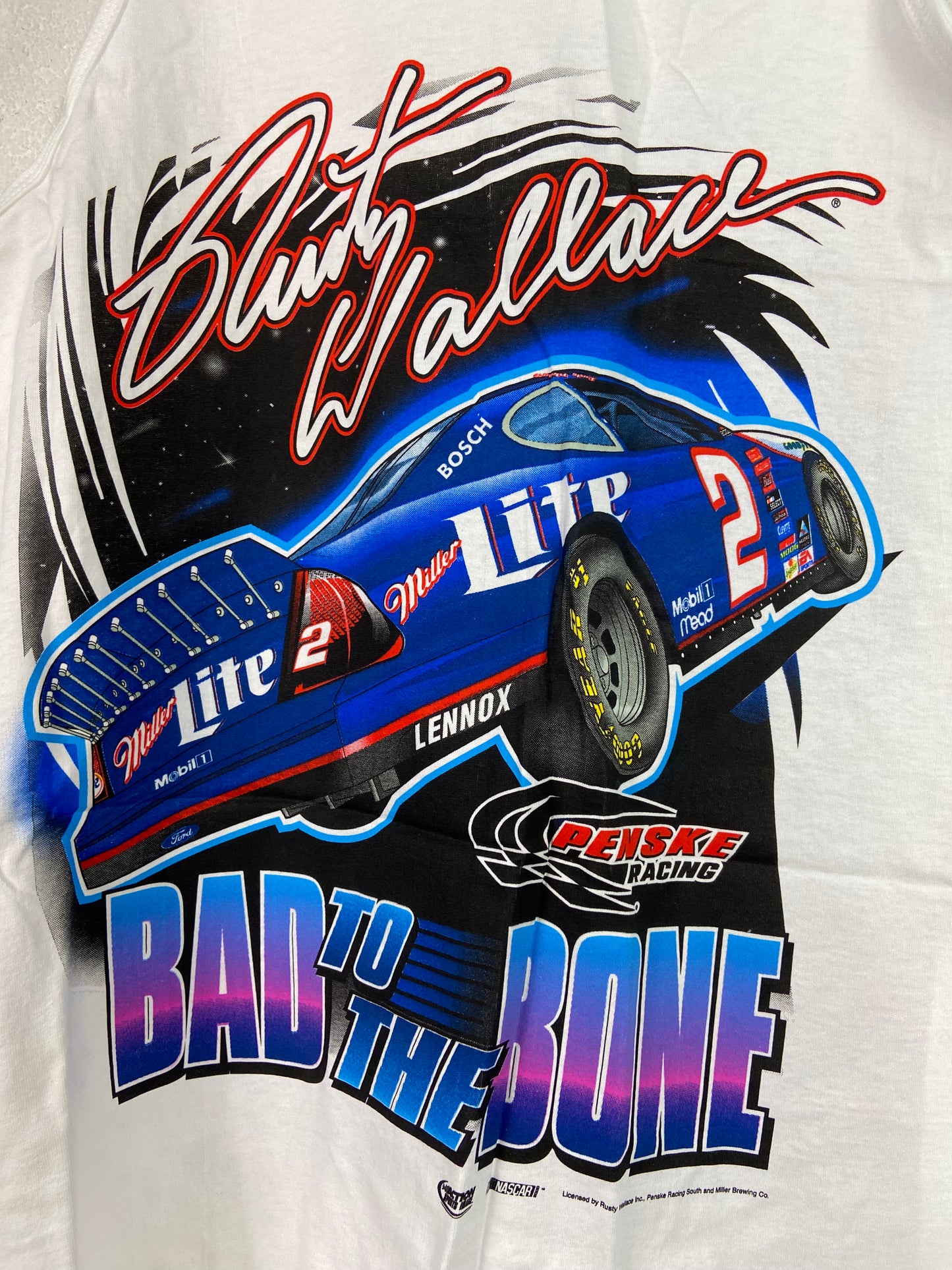 VTG Rusty Wallace Bad To The Bone Tank Top Tee Sz L