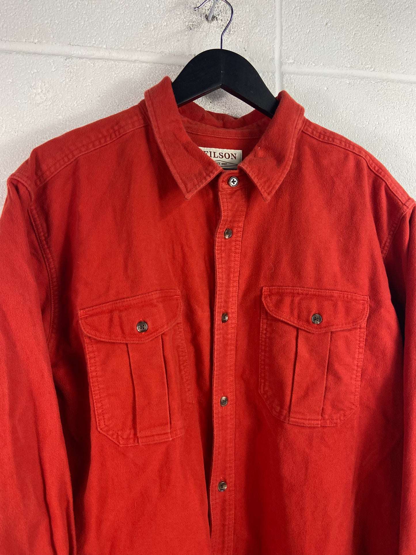 Y2K Filson Rust Orange Heavy Button Up Shirt Sz XXL