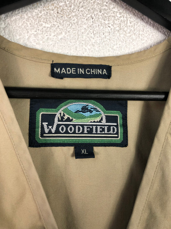 VTG Woodfield Khaki Fishing Vest Sz XL