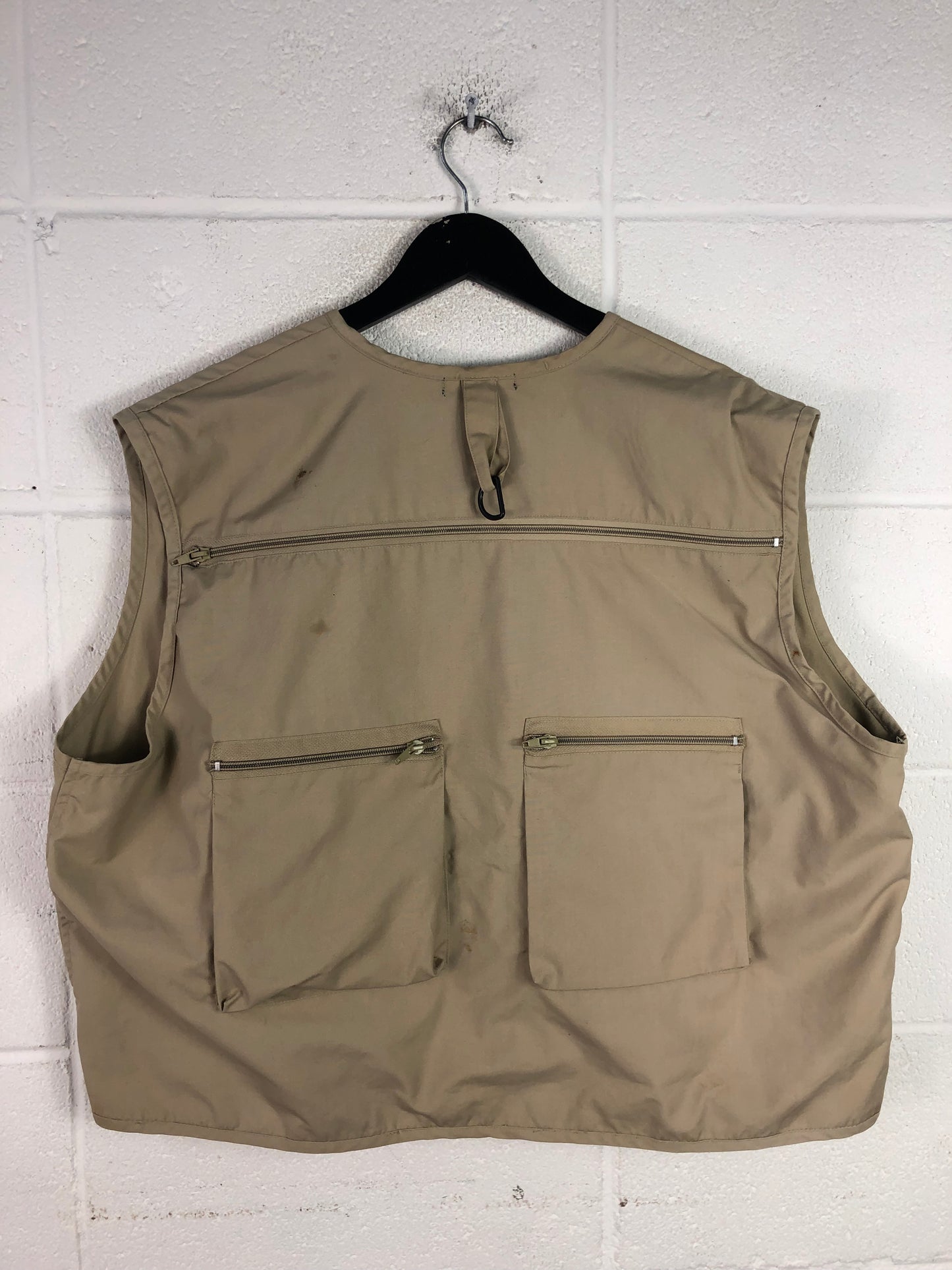 VTG Woodfield Khaki Fishing Vest Sz XL