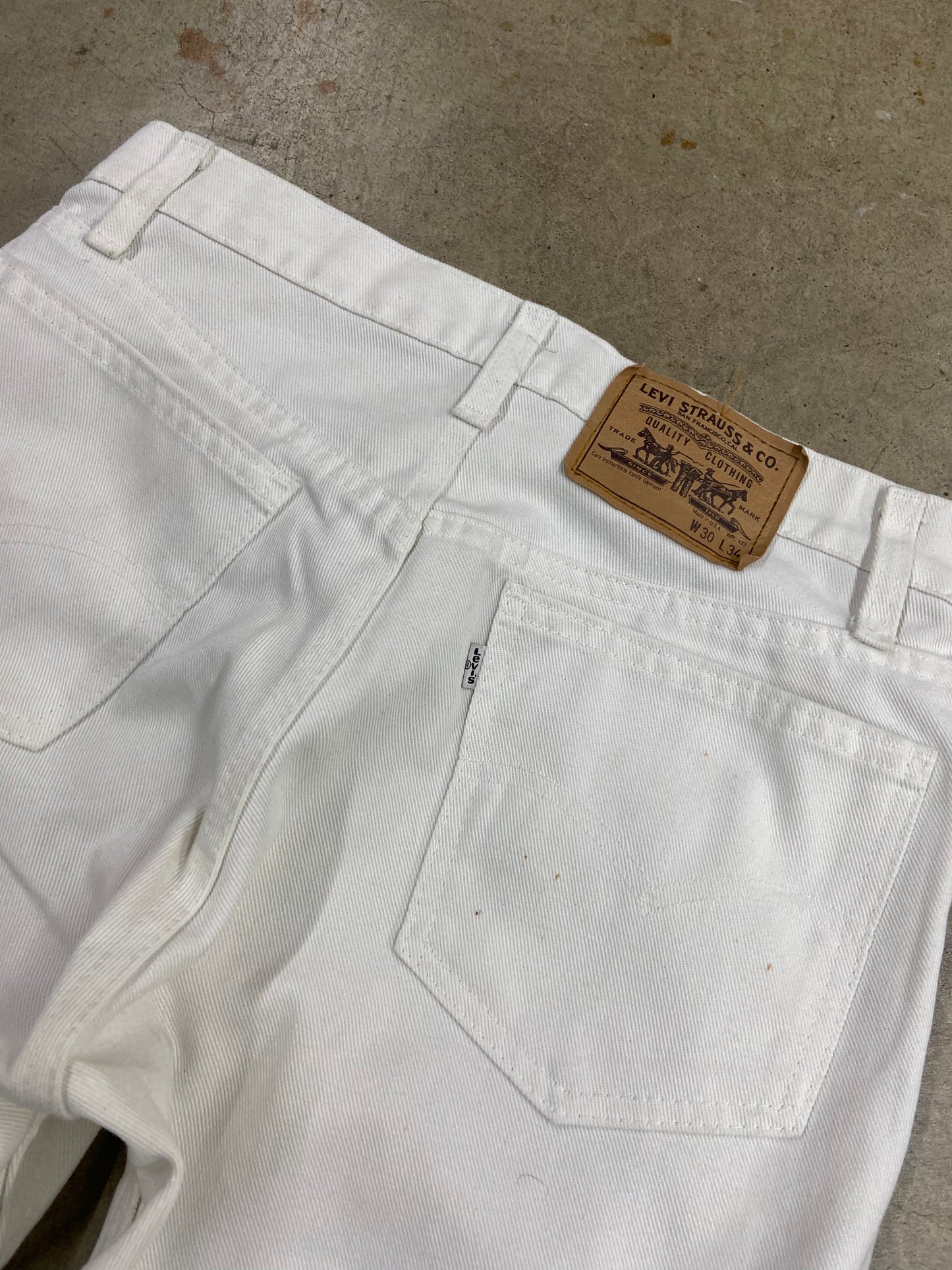 Vtg Levi's White Tab White Jeans Sz 30x34