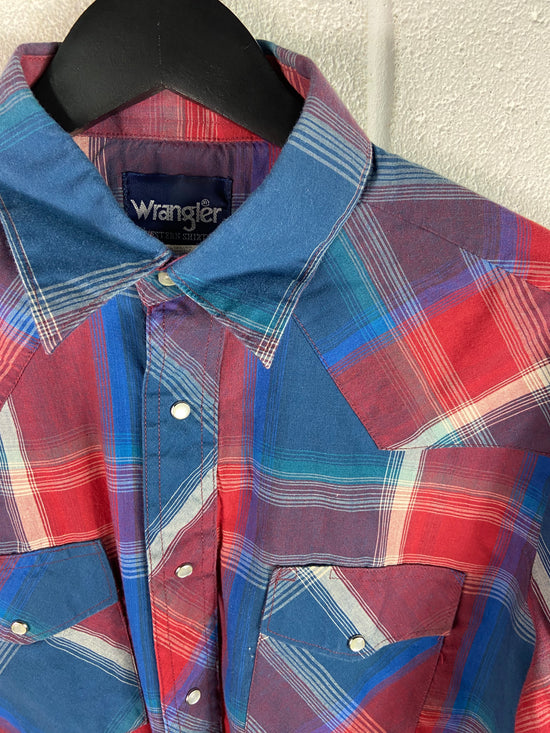 VTG Wrangler Pearl Snap L/S Button Up Shirt Sz Med