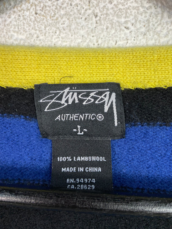 Preowned Stussy Wool Striped Cardigan Sz M