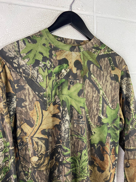 Y2K Camo Mossy Oak L/S Polyester Shirt Sz M