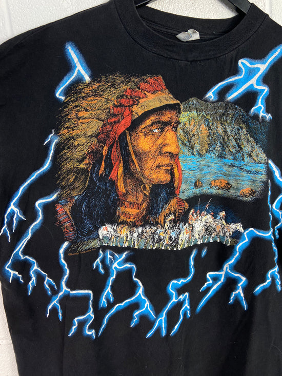 VTG American Thunder Native American Chief Tee Sz XL