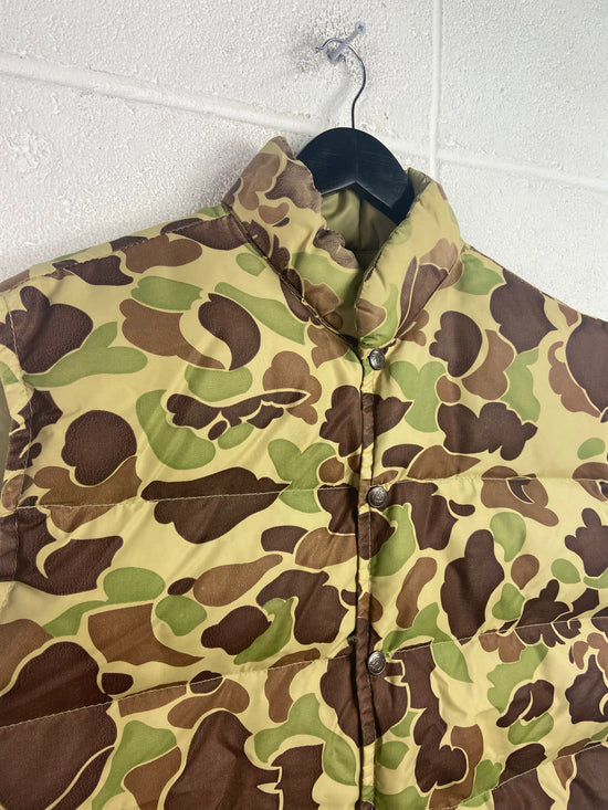 VTG Camo Puffer Button Up Vest Sz L/XL