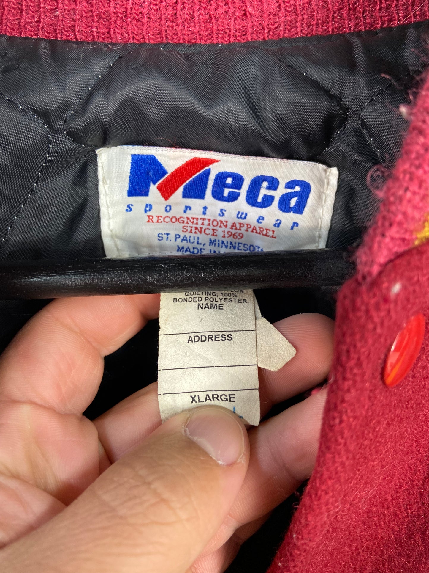 VTG Meca Red/Yellow Varsity Jacket Sz XL